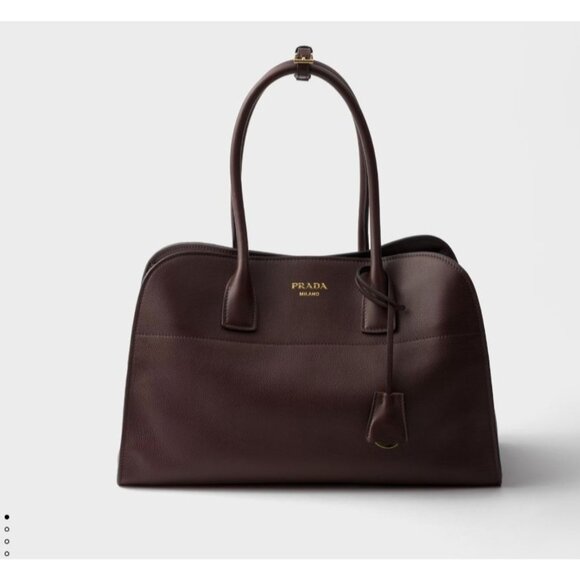 Prada Handbags - PRADA Large leather tote bag Briarwood Chocolate Brown Leather